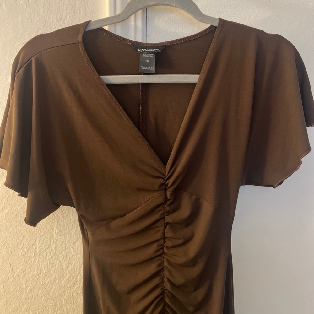 Vintage Brown Ruched Dress